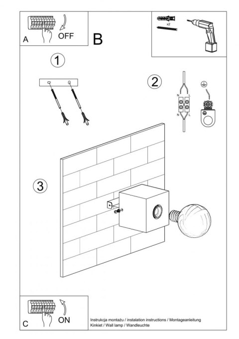 Sollux Lampa Kinkiet ARIZ beton