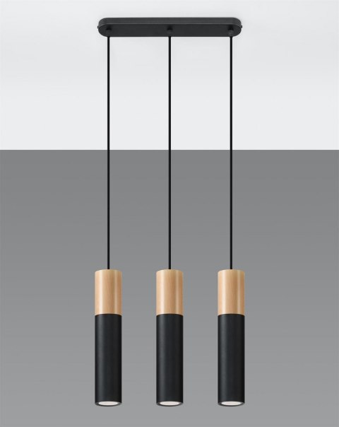 Sollux Lampa wisząca PABLO 3L czarna