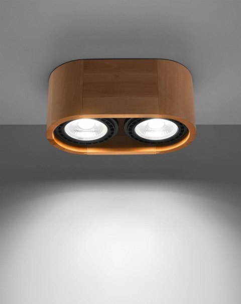 Sollux Lampa Plafon BASIC 2 naturalne drewno