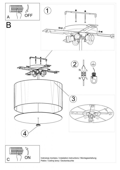 Sollux Lampa Plafon OTTO 50 czarny