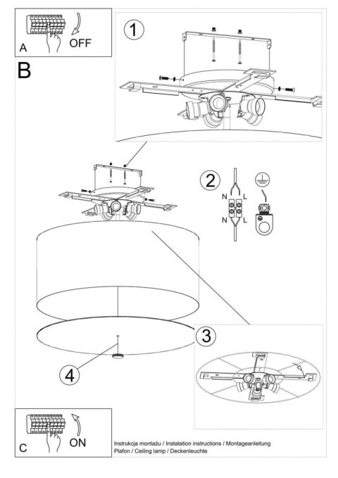 Sollux Lampa Plafon OTTO 60 czarny