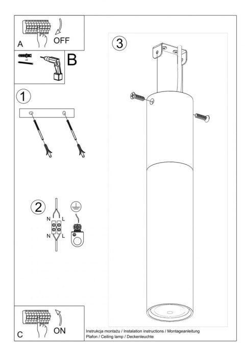 Sollux Lampa Plafon PABLO czarny