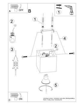 Sollux Lampa Plafon QUAD beton