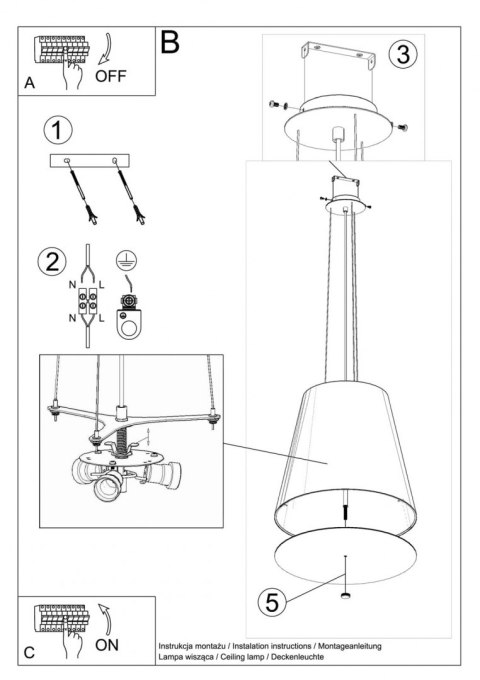Sollux Lampa Żyrandol GENEVE 50 biały