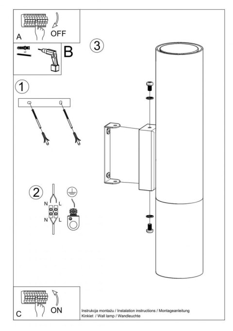 Sollux Lampa Kinkiet LOOPEZ czarny/miedź