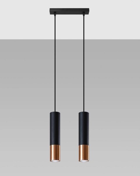 Sollux Lampa wisząca LOOPEZ 2 czarny/miedź