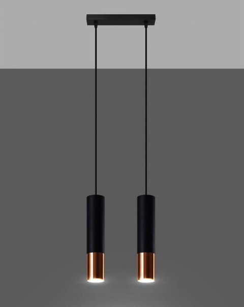 Sollux Lampa wisząca LOOPEZ 2 czarny/miedź