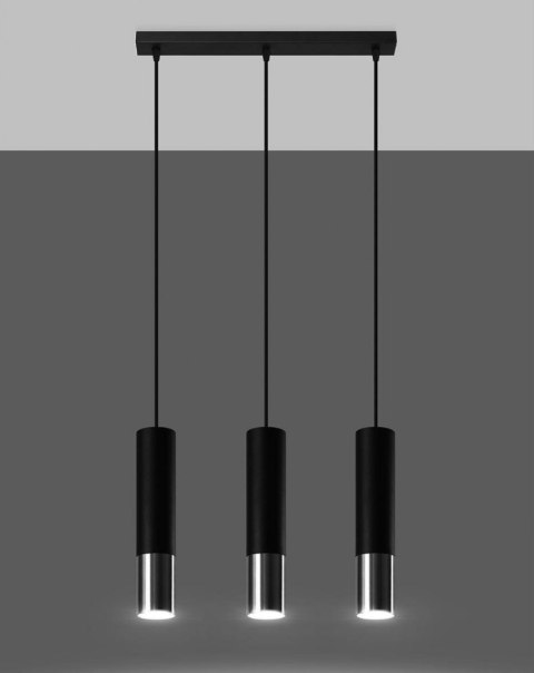 Sollux Lampa wisząca LOOPEZ 3L czarny/chrom