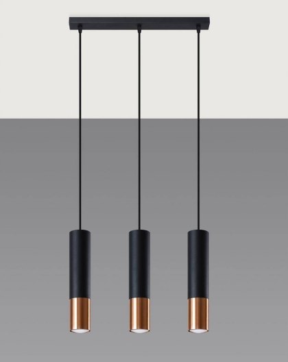 Sollux Lighting Lampa wisząca LOOPEZ 3L czarny/miedź