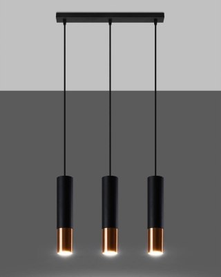 Sollux Lighting Lampa wisząca LOOPEZ 3L czarny/miedź