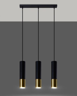 Sollux Lighting Lampa wisząca LOOPEZ 3L czarny/złoty