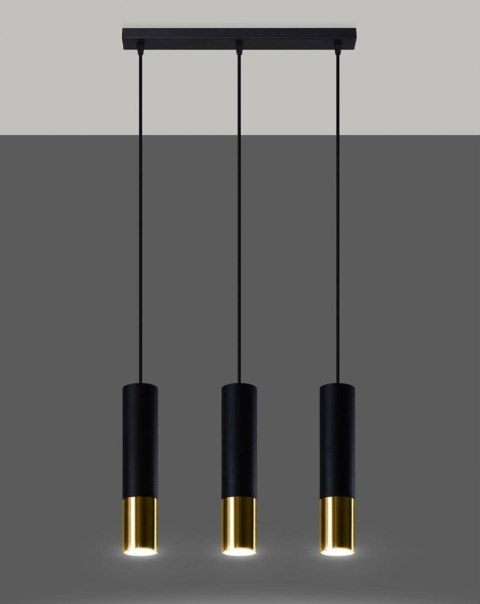 Sollux Lampa wisząca LOOPEZ 3L czarny/złoty