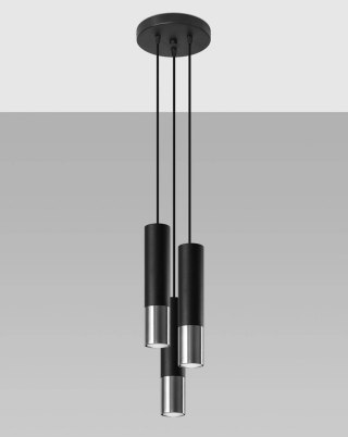 Sollux Lampa wisząca LOOPEZ 3P czarny/chrom