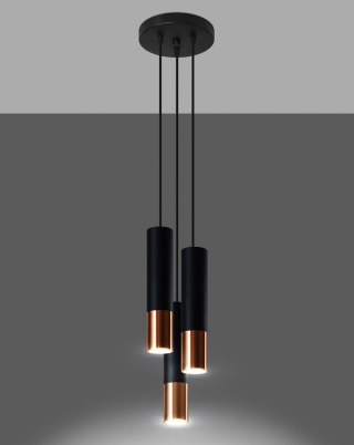 Sollux Lighting Lampa wisząca LOOPEZ 3P czarny/miedź