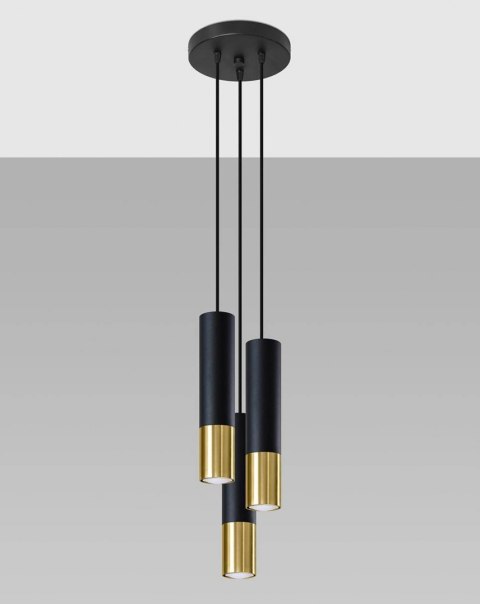 Sollux Lampa wisząca LOOPEZ 3P czarny/złoty