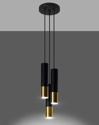 Sollux Lighting Lampa wisząca LOOPEZ 3P czarny/złoty