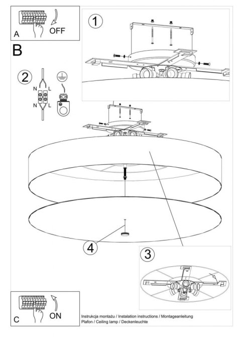Sollux Lampa Plafon SKALA 100 biały