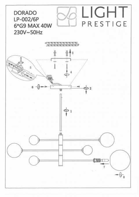 Lampa sufitowa Dorado czarna 6xG9 Light Prestige