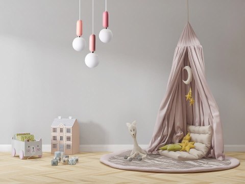 Lampa wisząca Rubi 3xE14 rożowa LP-044/3P Pink