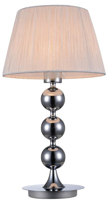 Lampka stołowa chromowa nocna biały tkany abażur Clara Candellux 41-21632