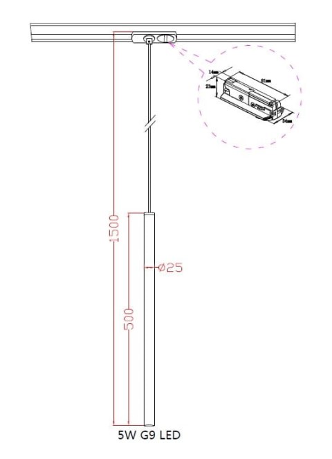 Light Prestige Lampa wisząca do szynoprzewodu Lungo 1 złota 1F 1xG9