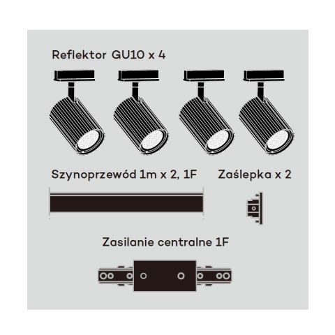 Light Prestige Zestaw oświetlenia szynowego Tokio SET 1F czarny 4xGU10