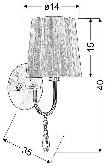 Kinkiet patynow/biały + kryształ Sorento 21-38081