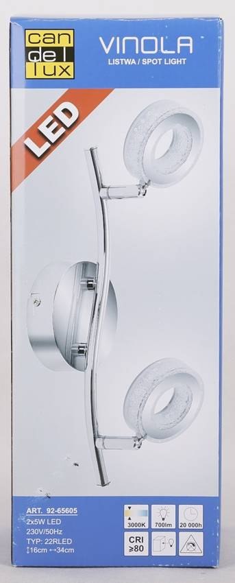 Lampa ścienna LED 2x5W VINOLA 92-65605 LISTWA CHROM 3000K