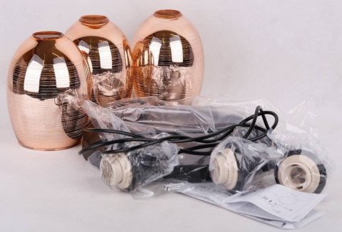 Lampa wisząca czarno-miedziana lustrzane klosze Marina