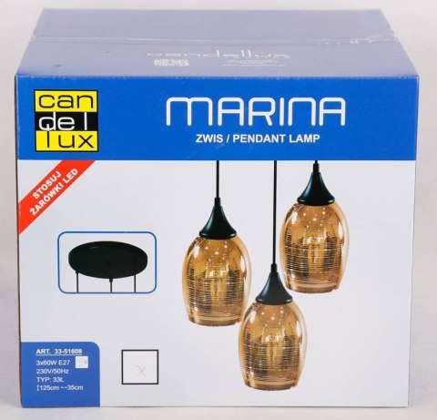 Lampa wisząca czarno-miedziana lustrzane klosze Marina