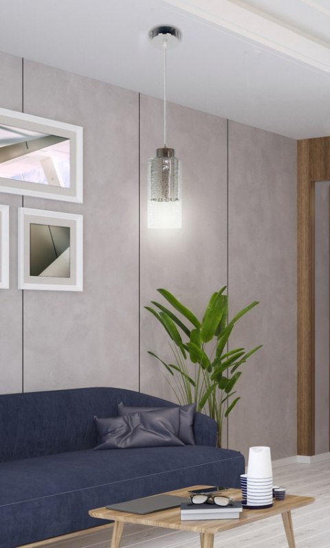 Lampa wisząca sufitowa srebrna szklany klosz E27 Libano Candellux 31-51646