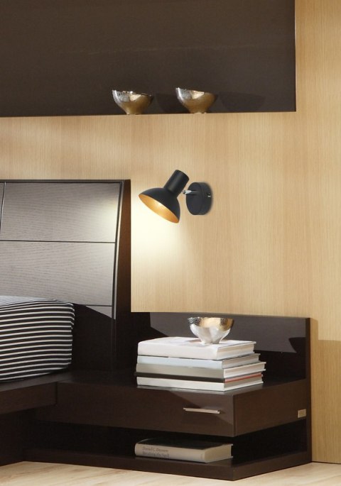 Lampa ścienna kinkiet 1X40W E27 czarny + złoty metal DISO 91-63410