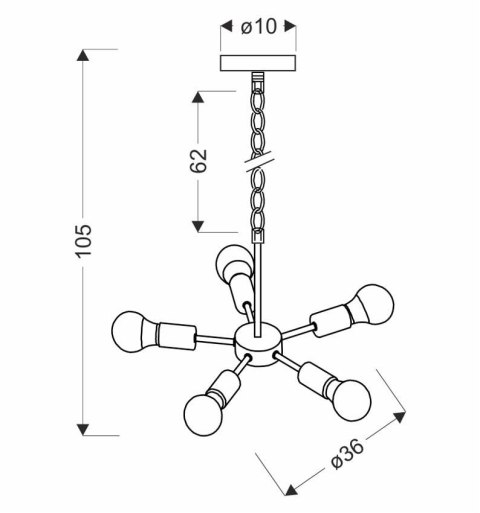 Sparta lampa wisząca czarny 5X60W E27 35-09388