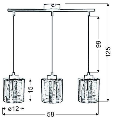 Lampa sufitowa wisząca 3X60W E27 chrom Marcepan 33-59123