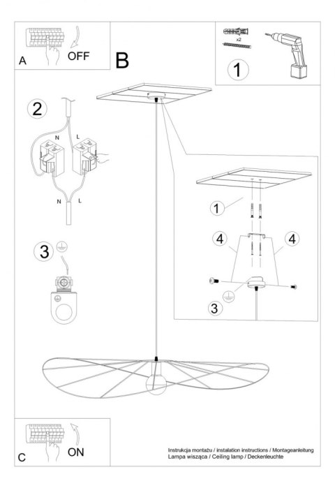 Sollux Lampa wisząca ESKOLA 70 czarna