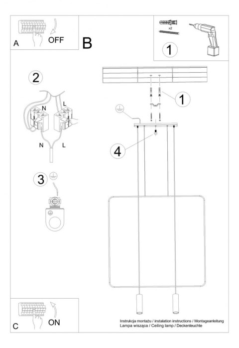 Sollux Lampa wisząca RANA 2 czarna