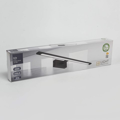 Lampa łazienkowa Isla kinkiet czarny duży z IP44 4000K