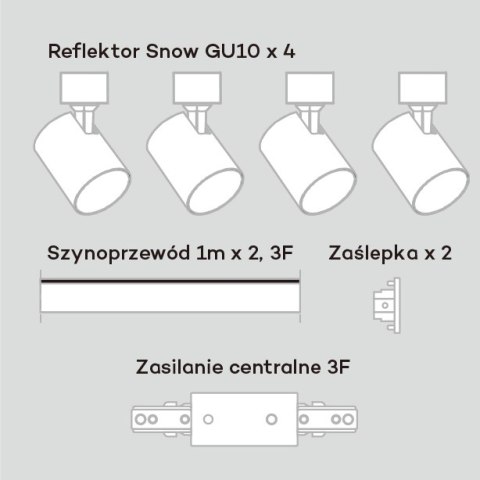 Snow SET 3F 4xGU10 biały LP-737 WH SET 3F Light Prestige