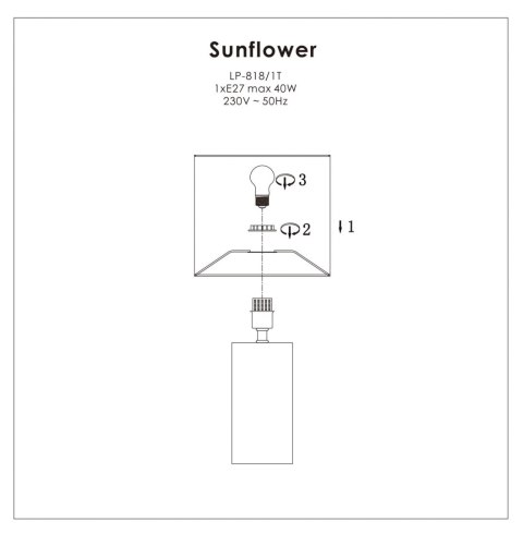 Light Prestige Lampa stołowa Sunflower czarno - transparentna 1xE27