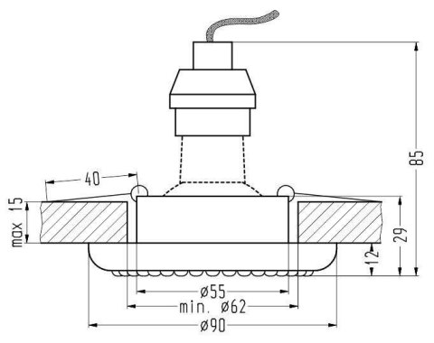 SOC-03 BK GU10 50W 230V OPR.STROP.STAŁA OKRĄGŁA ODLEW
