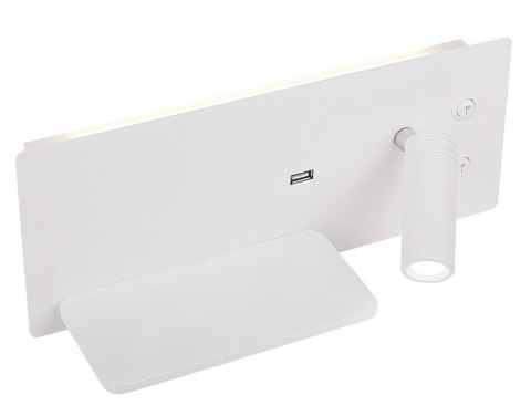 Kinkiet biały LED 4W z półką lampką ładowarką USB Olly Candellux 22-75987