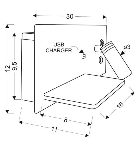Kinkiet biały LED 4W z półką lampką ładowarką USB Olly Candellux 22-75987