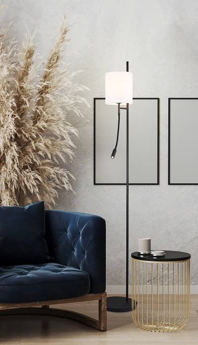 Lampa podłogowa czarno-biała LED + E27 Tokyo Ledea 50602139