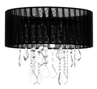 Abażur czarny z organzy + kryształki E27 Leda Candellux 77-84613