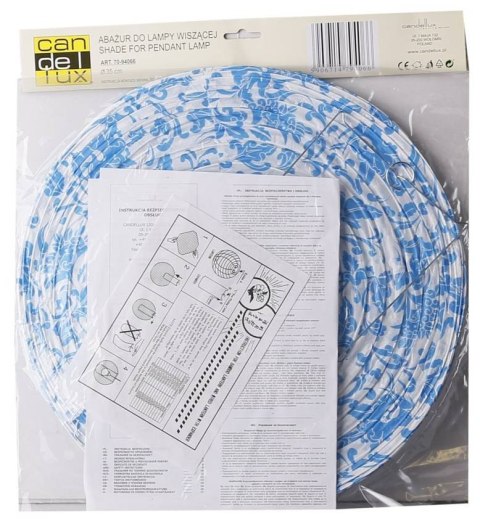 ABAŻUR PAPIEROWY-KOKON 35 KWIATY NIEBIESKIE