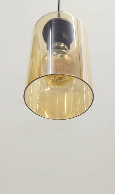 Bistro lampa wisząca czarny 3x40w e27 klosz brązowy