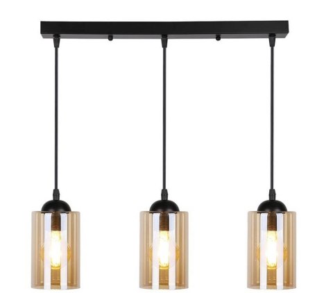 Bistro lampa wisząca czarny 3x40w e27 klosz brązowy