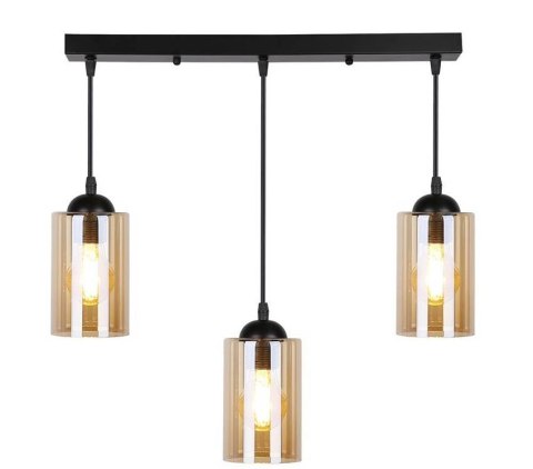 Bistro lampa wisząca czarny 3x40w e27 klosz brązowy