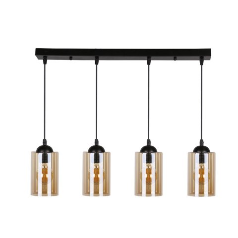Bistro lampa wisząca czarny 4x40w e27 klosz brązowy