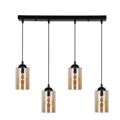Bistro lampa wisząca czarny 4x40w e27 klosz brązowy